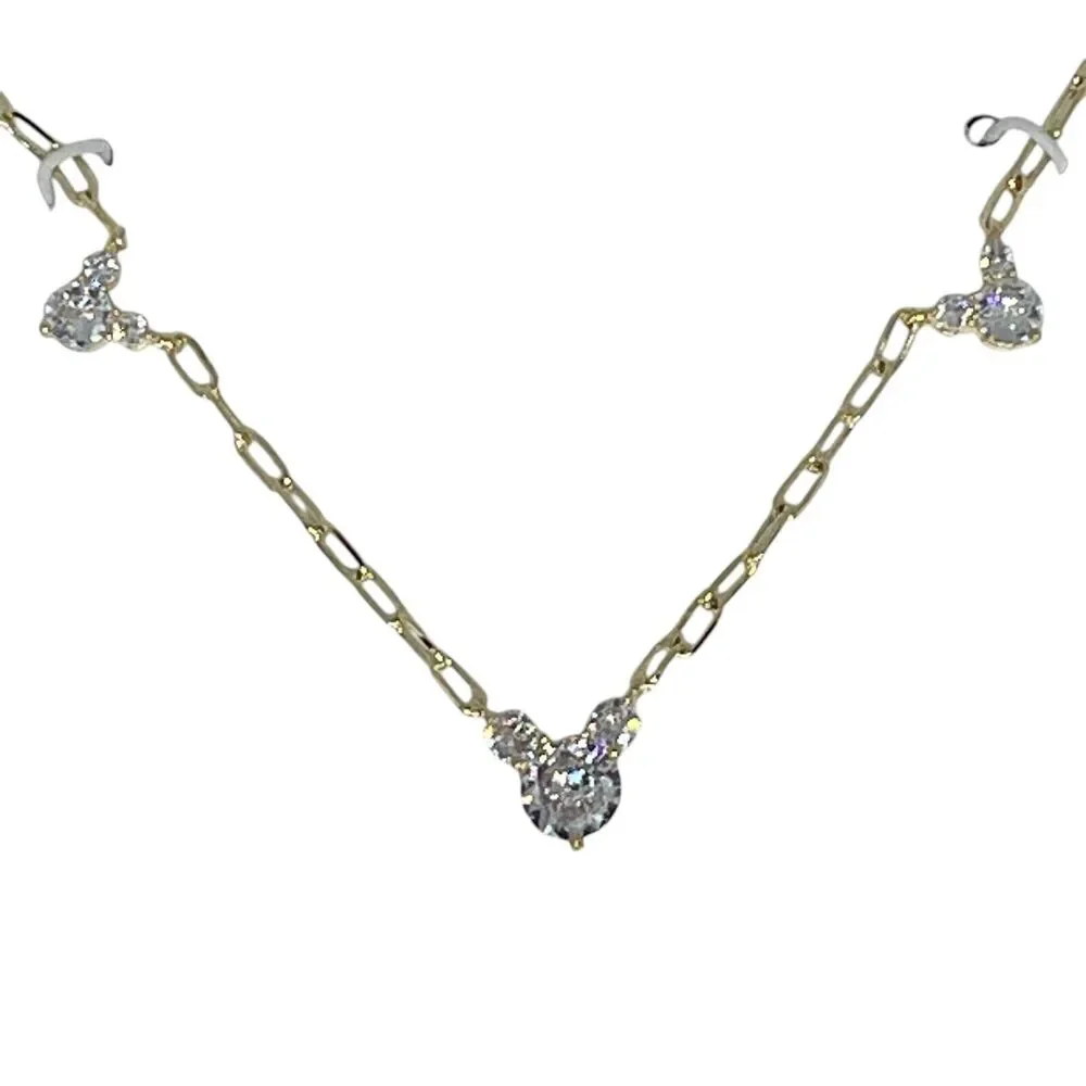 Disney Mickey Mouse Ears 14K Gold Plated Necklace Stylish Timeless Fashion NEW